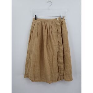 Alex Mill Kelsey Skirt 100% Linen Khaki Size XS Lined Side Buttons